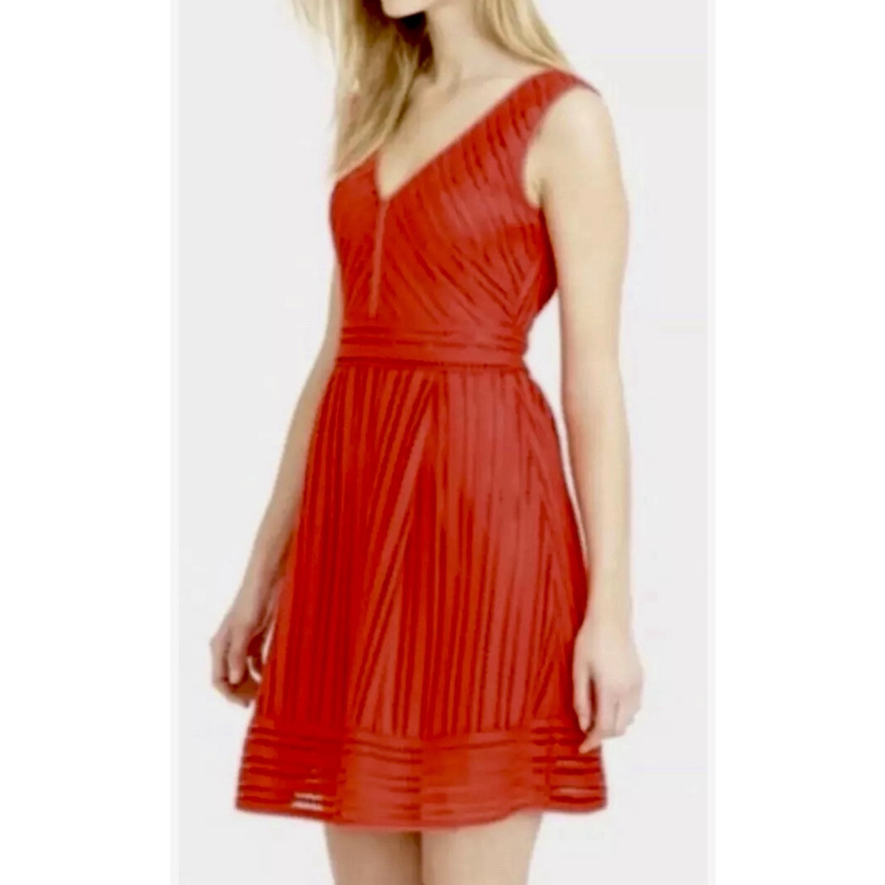 J. CREW Lace Dress Fit Flare Bright Red | Orange | Vneck Sleevless Dress Size 10